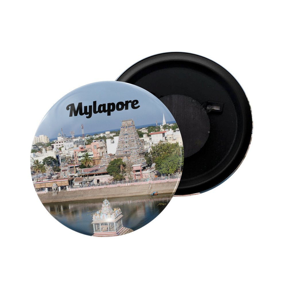 dhcrafts Fridge Magnet Multicolor Mylapore Tamil Nadu Glossy Finish Design Pack of 1 (58mm)